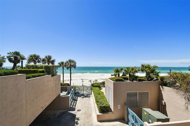 property view of water featuring a view of the beach
