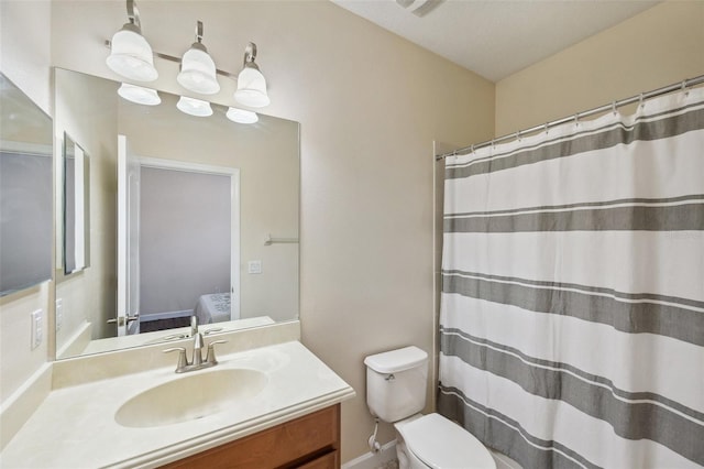 12831 White Bluff Rd, Hudson, FL 34669 - full bathroom with connected bathroom, vanity, toilet, and a shower with curtain
