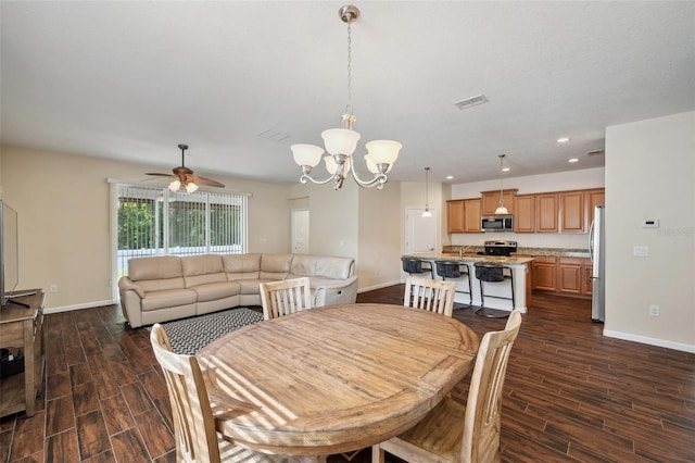 12831 White Bluff Rd, Hudson, FL 34669 - dining space with wood finish floors, baseboards, ceiling fan, and recessed lighting