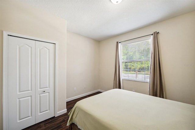 12831 White Bluff Rd, Hudson, FL 34669 - bedroom with dark wood-type flooring, baseboards, and a closet