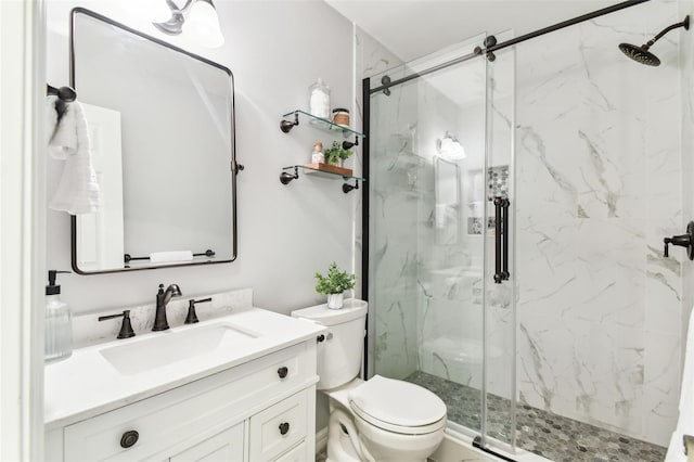 5235 42nd St S, Saint Petersburg, FL 33711 - full bathroom with vanity, toilet, and a marble finish shower