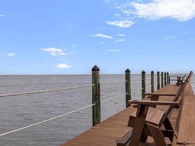 dock area featuring a water view
