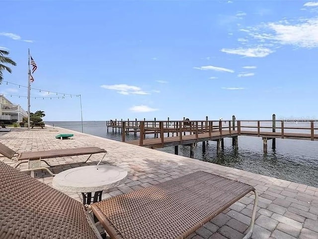 view of dock featuring a water view