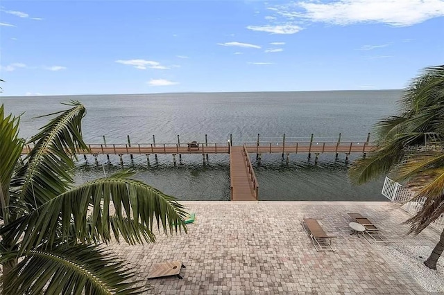 view of dock featuring a water view