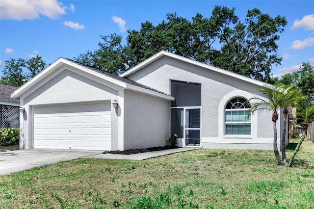 13613 Laraway Dr, Riverview, FL 33579 - single story home with an attached garage, stucco siding, driveway, and a front yard