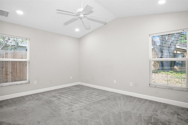 13613 Laraway Dr, Riverview, FL 33579 - spare room featuring carpet floors, lofted ceiling, recessed lighting, healthy amount of natural light, and baseboards