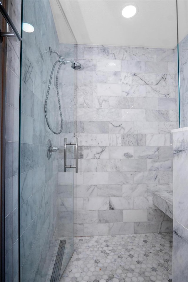 13613 Laraway Dr, Riverview, FL 33579 - bathroom featuring a stall shower and recessed lighting