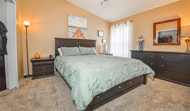 2604 Clareside Dr, Valrico, FL 33596 - carpeted bedroom featuring lofted ceiling