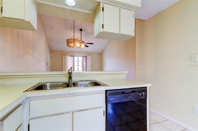 6428 Gloria Dr Unit 21, New Port Richey, FL 34653 - kitchen with a sink, black dishwasher, light tile patterned flooring, and light countertops