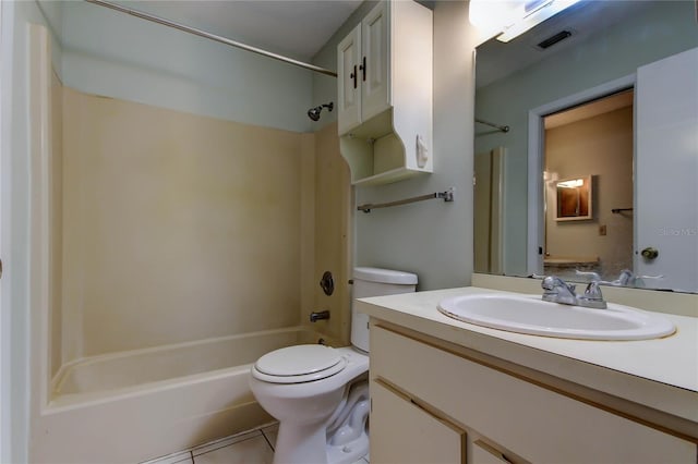6428 Gloria Dr Unit 21, New Port Richey, FL 34653 - bathroom with tile patterned flooring, vanity, toilet, shower / washtub combination, and visible vents
