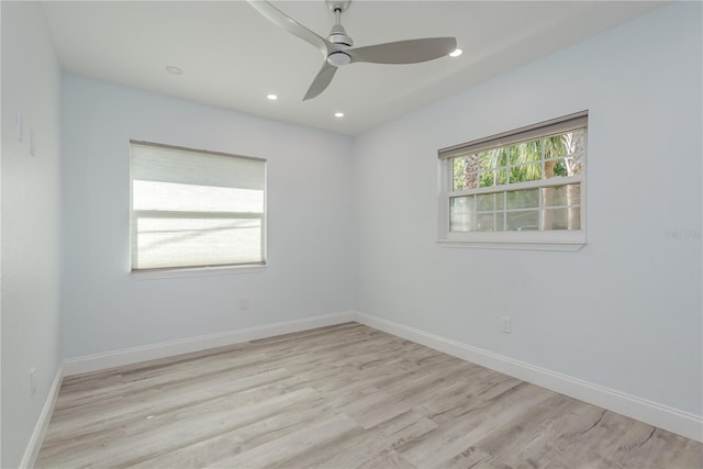 1152 Jackmar Rd, Dunedin, FL 34698 - unfurnished room with light wood-type flooring, baseboards, ceiling fan, and recessed lighting