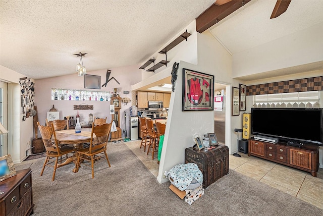 616 Highview Cir S, Brandon, FL 33510 - dining area featuring a textured ceiling and light tile patterned floors