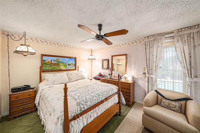 616 Highview Cir S, Brandon, FL 33510 - bedroom with ceiling fan and a textured ceiling
