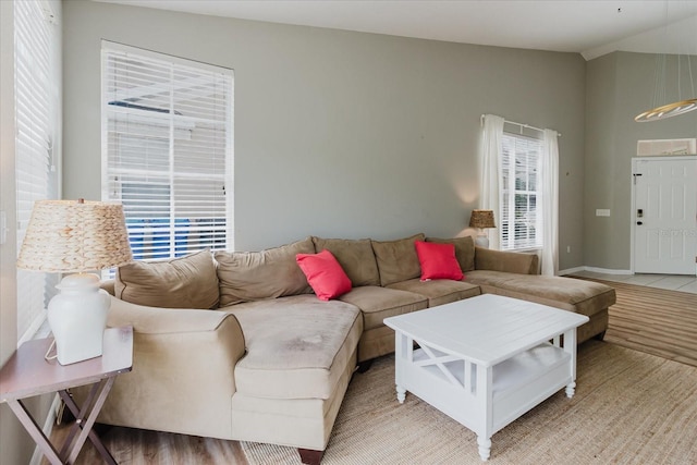 6260 Olivedale Dr, Riverview, FL 33578 - living room with lofted ceiling and baseboards