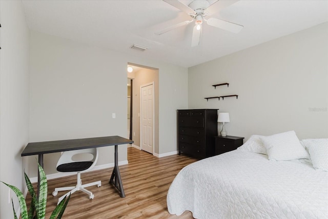 6260 Olivedale Dr, Riverview, FL 33578 - bedroom featuring light wood-style flooring, baseboards, and ceiling fan