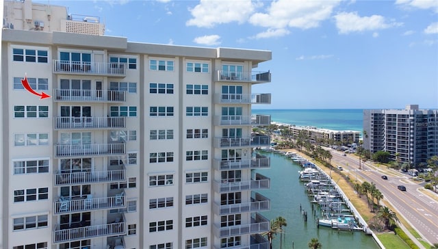 view of property with a water view