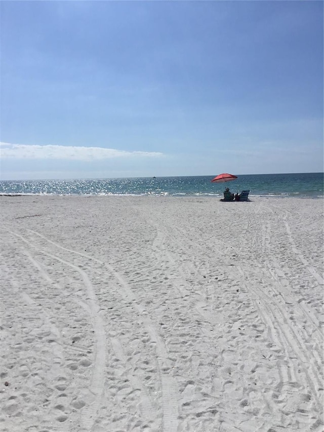 view of water feature with a view of the beach