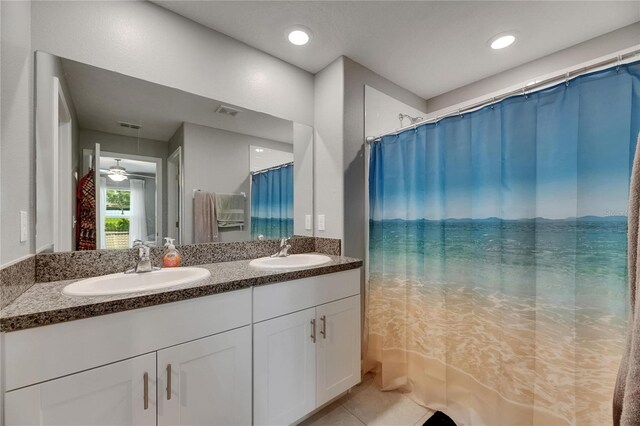 11707 Sunburst Marble Rd, Riverview, FL 33579 - full bath with double vanity and tile patterned flooring