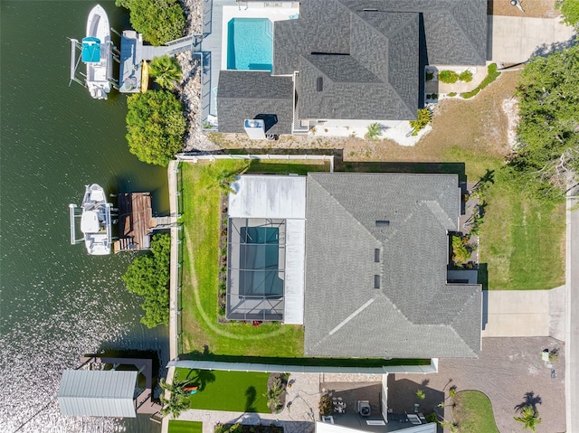 6604 Dolphin Cove Dr, Apollo Beach, FL 33572 - view from above of property featuring a pool area and a large body of water