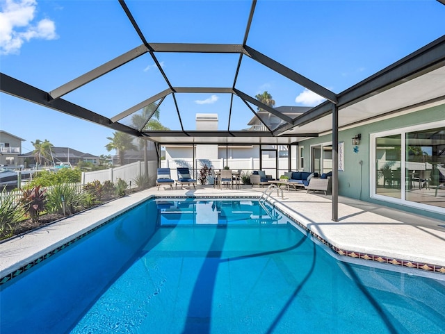 6604 Dolphin Cove Dr, Apollo Beach, FL 33572 - view of swimming pool with an outdoor living space and a patio area