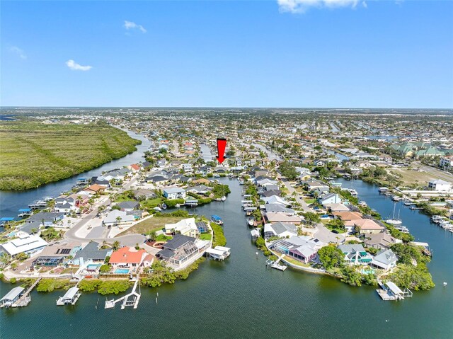 6604 Dolphin Cove Dr, Apollo Beach, FL 33572 - aerial overview of property's location featuring a large body of water and nearby suburban area