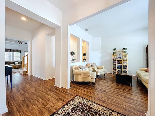 10309 Marchmont Ct, Tampa, FL 33626 - living area featuring wood finished floors, baseboards, and a ceiling fan