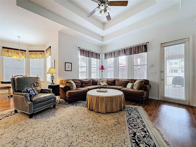10309 Marchmont Ct, Tampa, FL 33626 - living room with wood finished floors, healthy amount of natural light, and a ceiling fan