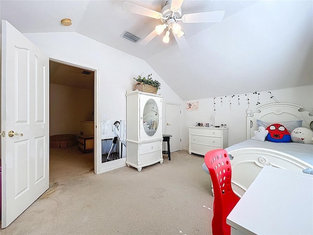 10309 Marchmont Ct, Tampa, FL 33626 - bedroom featuring lofted ceiling, light colored carpet, and ceiling fan