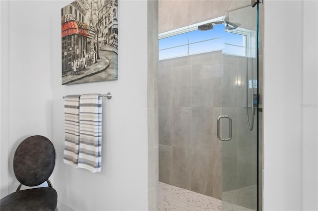 bathroom with a shower stall