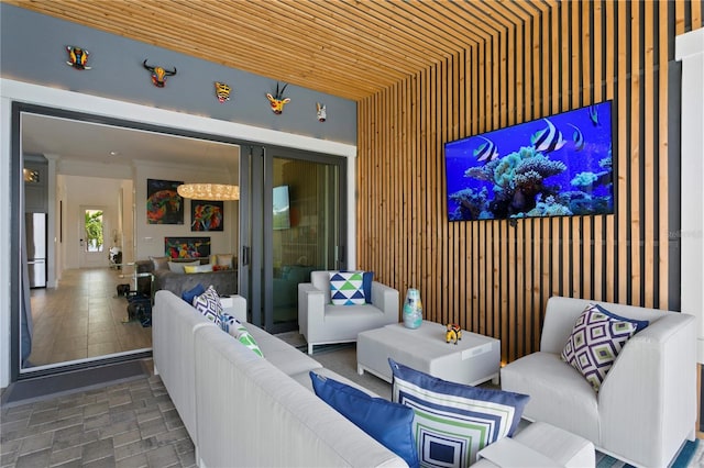 view of patio featuring an outdoor hangout area