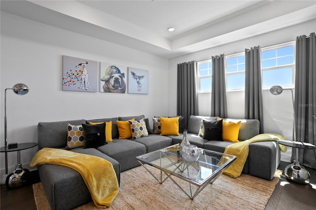 living area featuring recessed lighting