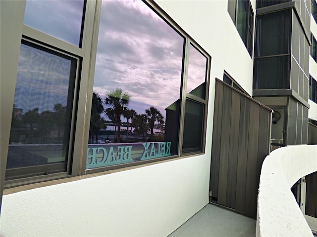 exterior space with stucco siding