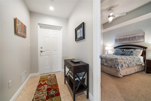 17735 Gulf Blvd Unit 304, Redington Shores, FL 33708 - entryway featuring ceiling fan, light tile patterned flooring, baseboards, and recessed lighting