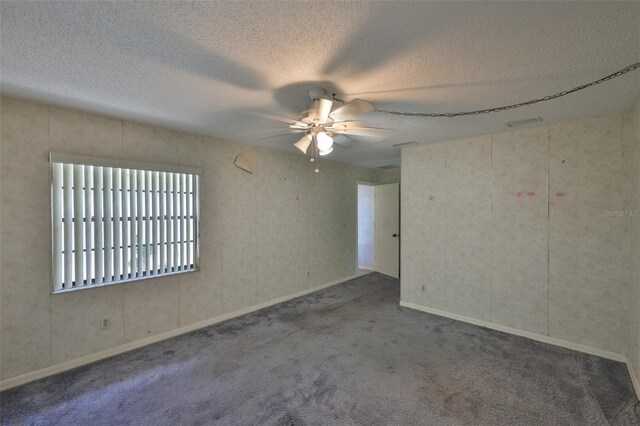 1915 W Del Webb Blvd, Sun City Center, FL 33573 - spare room with ceiling fan, carpet flooring, a textured ceiling, and baseboards