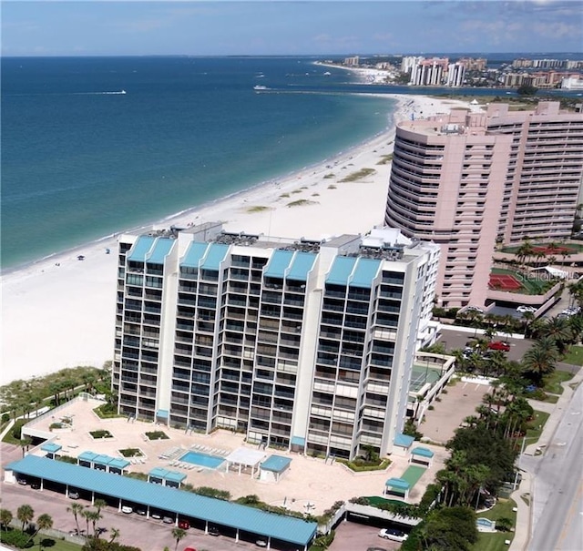 1390 Gulf Blvd Unit Ph-5, Clearwater, FL 33767 - drone / aerial view of waterfront with a beach and apartment complex