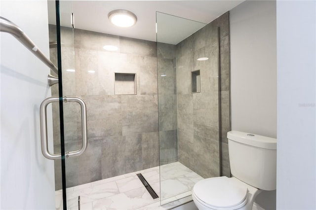 1390 Gulf Blvd Unit Ph-5, Clearwater, FL 33767 - full bathroom with toilet, a stall shower, and marble look tiles