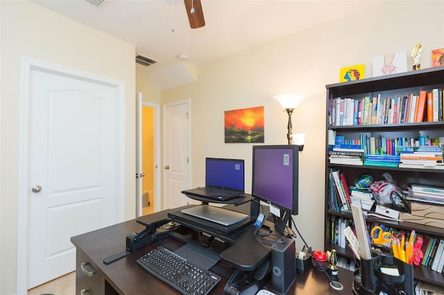 office area featuring visible vents