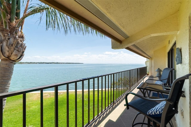balcony with a water view