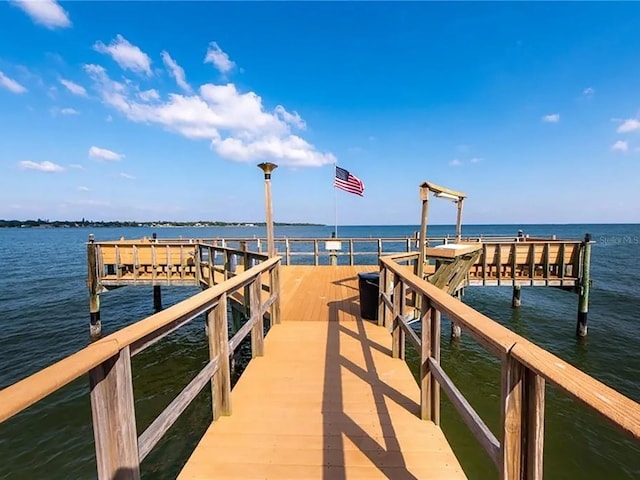 dock area with a water view