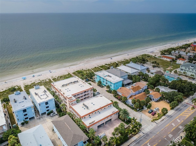 aerial view featuring a beach view and a water view