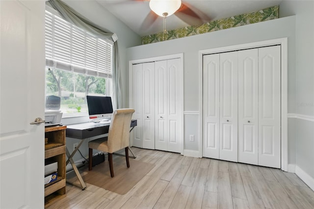 4101 Brooke Dr, Valrico, FL 33594 - office space with light wood-style flooring, ceiling fan, and baseboards