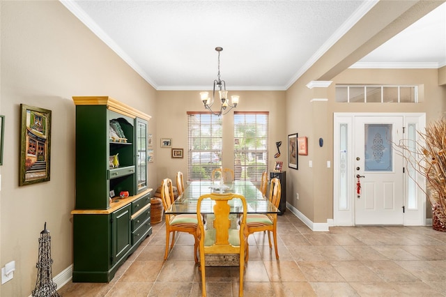 11845 Newberry Grove Loop, Riverview, FL 33579 - dining area featuring a chandelier, ornamental molding, and baseboards