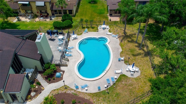 community pool with fence