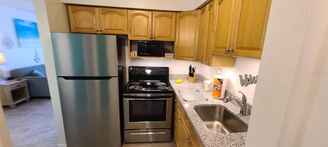 2210 Irene St, Lutz, FL 33549 - kitchen featuring stainless steel appliances, a sink, and light stone counters