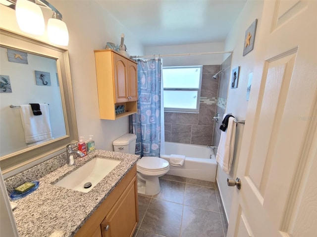 2210 Irene St, Lutz, FL 33549 - bathroom featuring vanity, toilet, shower / bath combo, and tile patterned floors