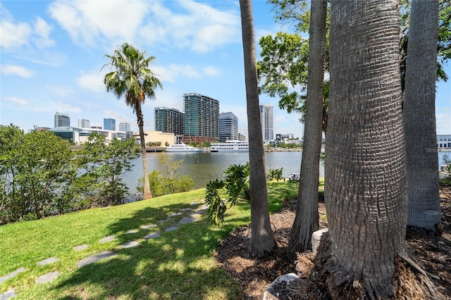 property view of water with a city view