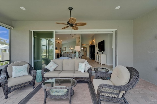 5828 Clairwood Ct, Palmetto, FL 34221 - view of patio featuring ceiling fan and an outdoor hangout area