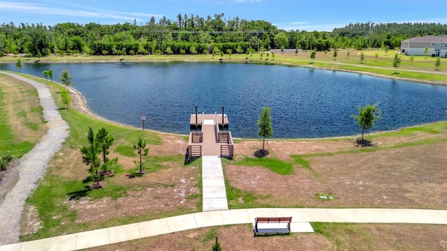 property view of water featuring a dock