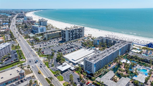 view of urban area featuring expansive coastline