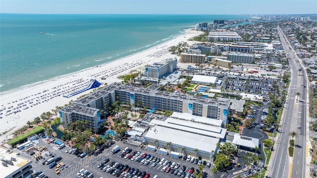 view of urban area featuring expansive coastline